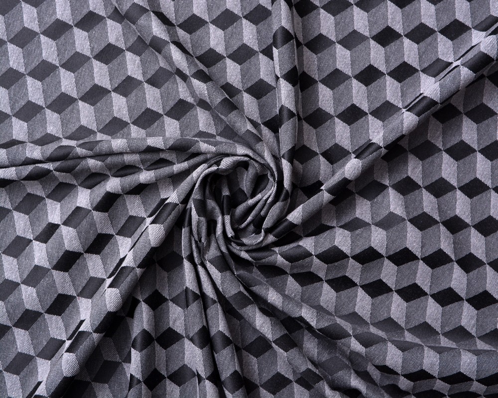 3D Geometric Cube Woven Jaquard Cotton Fabric