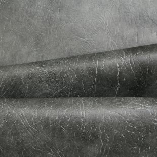 Luxury Faux Leather Fire Retardant Upholstery Fabric - Steel Grey