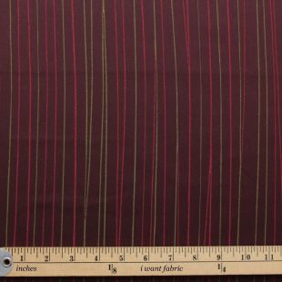 Aubergine Purple Pink & Lime Green Embroidered Stripe Curtain Fabric