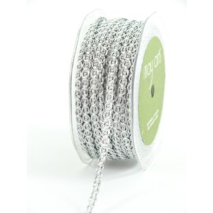 Metallic Chain Cord 1/4 Inch Ribbon - Silver