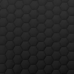Quilted Faux Leather Fabric -  Hexagon Stitch - Black