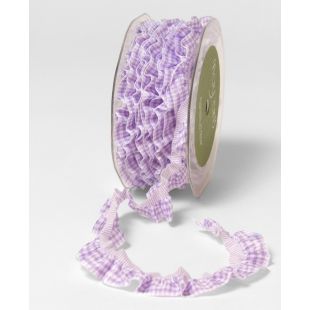 Plaid Elastic Ruffle 3/4" Ribbon - Lavender