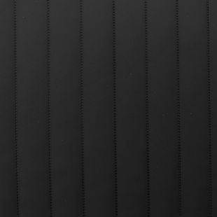 Quilted Faux Leather Fabric -  Vertical Fluted Stripe - Black