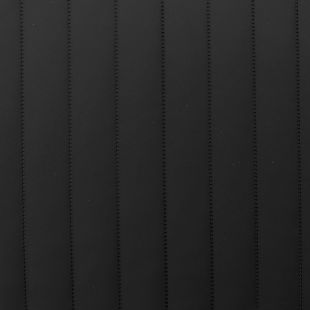 Quilted Faux Leather Fabric -  Vertical Fluted Stripe - Black