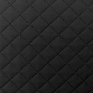 Quilted Faux Leather Fabric -  Single Diamond Medium - Black