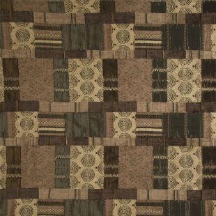 Moroccan Patchwork Tapestry Prague Upholstery Fabric - Tan