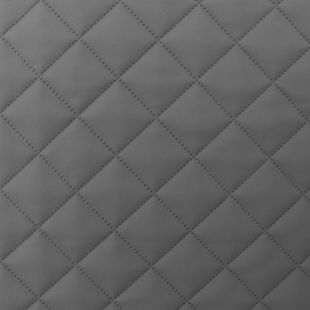 Quilted Faux Leather Fabric -  Single Diamond Medium - Grey