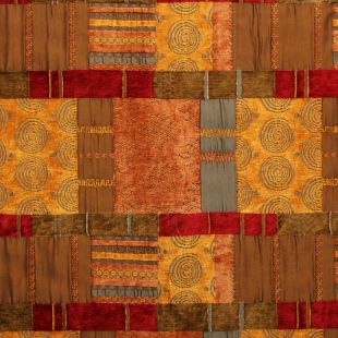 Moroccan Patchwork Tapestry Terracotta Upholstery Fabric