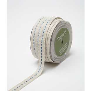 Burlap Center Stitch 5/8" Ribbon - Navy