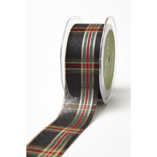 Tartan Plaid Xmas 1.5" Ribbon - Black/Red/Green/Gold
