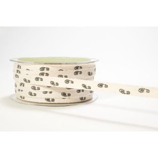 Ivory Twill Printed Ribbon - Black Foot Prints