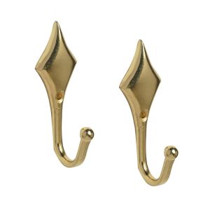 Diamond Tie Back Hooks Pack of 2 - Bright Brass