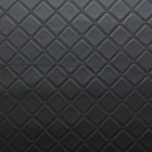 Luxury Bentley Stitch Diamond Embossed Faux Leather Upholstery Fabric - Black