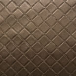 Luxury Bentley Stitch Diamond Embossed Faux Leather Upholstery Fabric - Brown