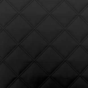 Quilted Faux Leather Fabric -  Double Stitch Diamond Large - Black