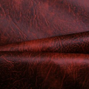 Luxury Faux Leather Fire Retardant Upholstery Fabric - Dark Red