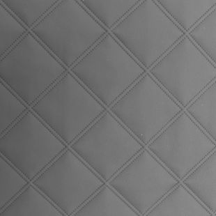Quilted Faux Leather Fabric -  Double Stitch Diamond Large - Grey