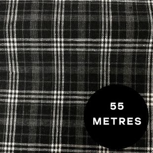 Brushed Cotton Woven Tartan Fabric - Grey White Black