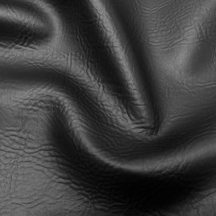 Luxury Faux Leather Fire Retardant Upholstery Fabric - Black Grain