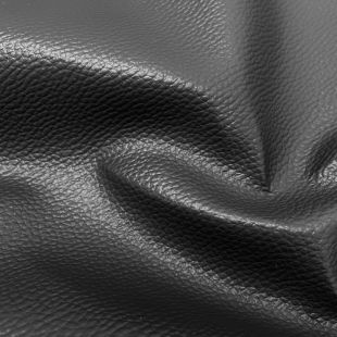 Luxury Faux Leather Fire Retardant Upholstery Fabric - Black Smooth