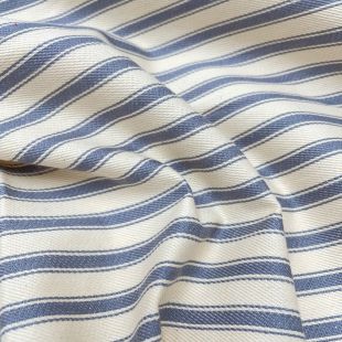 Vintage 100% Cotton Woven Ticking Stripe Furniture Fabric - Pastel Blue