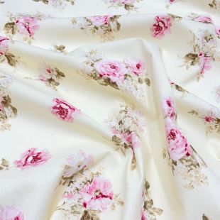 Chintz Roses Cotton Fabric - off white