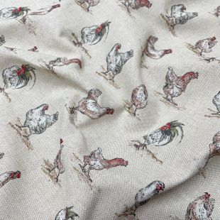 Country Side Animals Digital Print 100% Cotton Fabric - Hens