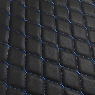 Black Large Diamond Stitch 6mm Scrim Foam Backed Leather