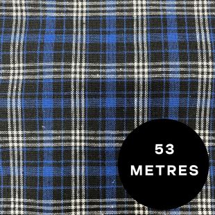 Brushed Cotton Woven Tartan Fabric - Blue White Black