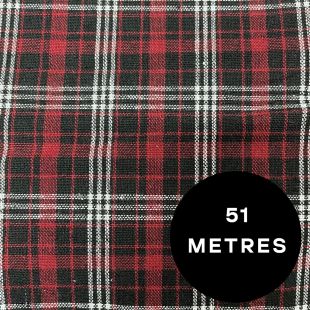 Brushed Cotton Woven Tartan Fabric - Red White Black