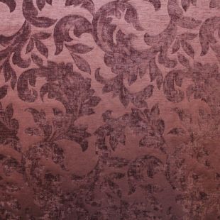 Aubergine Jacquard Floral Damask Velvet Upholstery Fabric