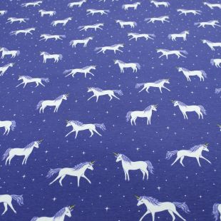 Indigo Unicorn Stars Print Lightweight Fabric