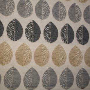 Duck Egg / Beige Leaf Design Curtains Soft Furnishing Fabric