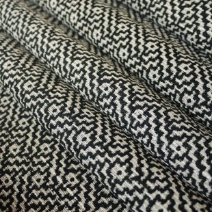 Black Silver Aztec Geometric Boucle Fabric