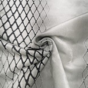Beaumack Mystic Silver Geometric Velvet Upholstery Furnishing Fabric