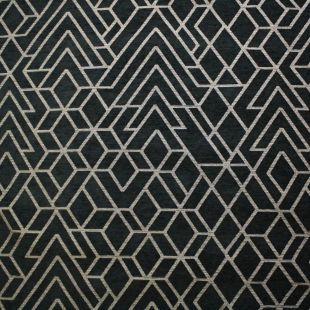 4.1 Metre Roll  - Black Silver Geometric Raised Chenille Fabric