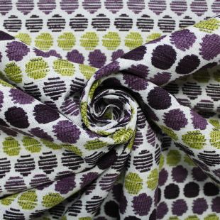 Hutchinson Lime Green Aubergine Dot Chenille Sofa Fabric