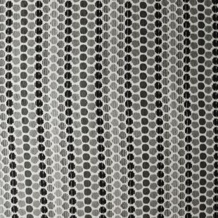 Black Raised Chenille Dots Geometric Upholstery Fabric