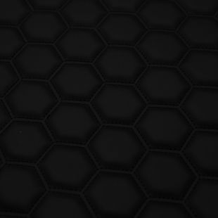 Hexagon Quilted 8mm Foam Backed Faux Leather Fabric - Black