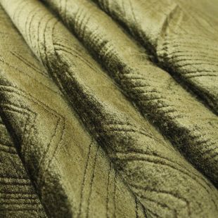 Khaki Embossed Waves Velvet Upholstery Furnishing Fabric