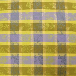 Yellow Grey Floral Jacquard Tartan Lightweight Fabric