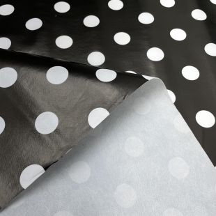Black and White Polkadot PVC Oilcloth Tablecloth Fabric