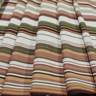 Terracotta Green Stripe Linen Look Lightweight Fabric