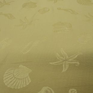 Sea Shells Gold Satin Lightweight Fabric