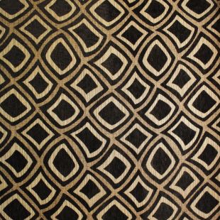 Black Gold Wavy Geometric Chenille Upholstery Fabric