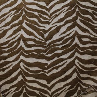Cherry Brown Zebra Raised Chenille Upholstery Fabric
