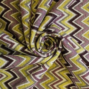 Wakeford Yellow Dusty Pink Zig Zag Chenille Sofa Fabric