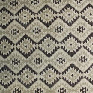 10.8 Metre Roll - Stone Charcoal Aztec Geometric Woven Upholstery Fabric