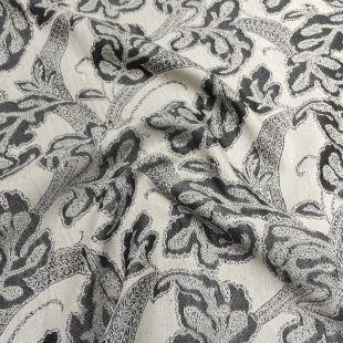 Distressed Damask Upholstery Fabric - Black