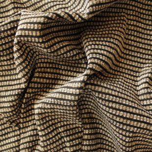 Vintage Brown Black Striped Chenille Upholstery Furnishing Fabric